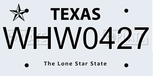WHW0427 Texas License Plate