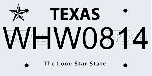 WHW0814 Texas License Plate