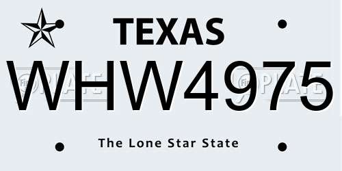 WHW4975 Texas License Plate