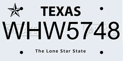 WHW5748 Texas License Plate