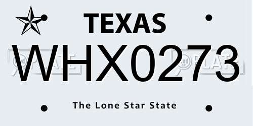 WHX0273 Texas License Plate