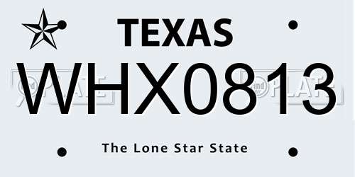 WHX0813 Texas License Plate