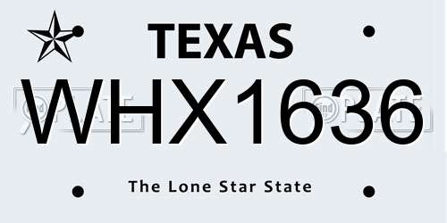 WHX1636 Texas License Plate