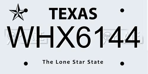 WHX6144 Texas License Plate