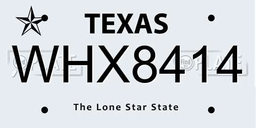 WHX8414 Texas License Plate