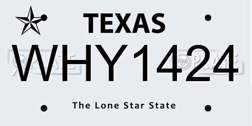 WHY1424 Texas License Plate