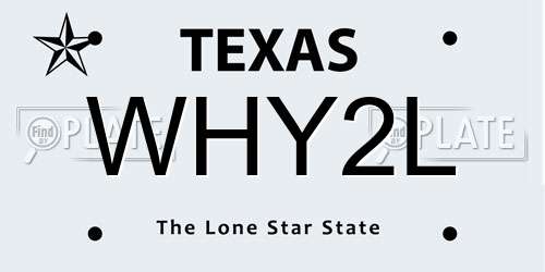 WHY2L Texas License Plate