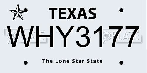 WHY3177 Texas License Plate