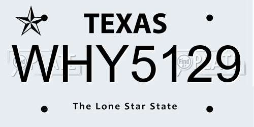 WHY5129 Texas License Plate