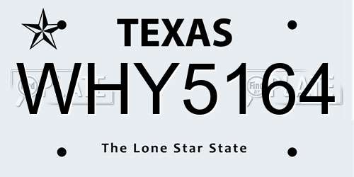 WHY5164 Texas License Plate