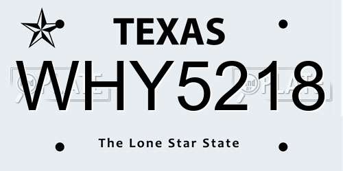 WHY5218 Texas License Plate
