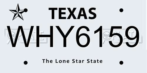 WHY6159 Texas License Plate