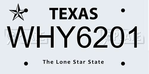 WHY6201 Texas License Plate