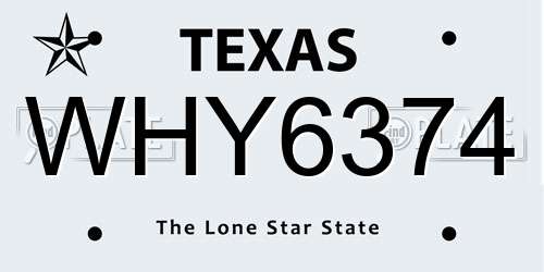 WHY6374 Texas License Plate