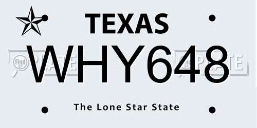 WHY648 Texas License Plate