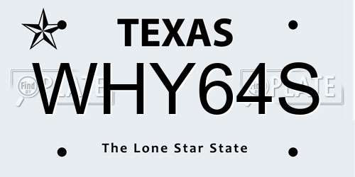 WHY64S Texas License Plate