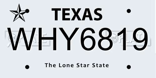 WHY6819 Texas License Plate
