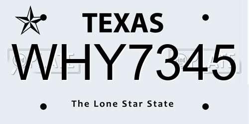 WHY7345 Texas License Plate