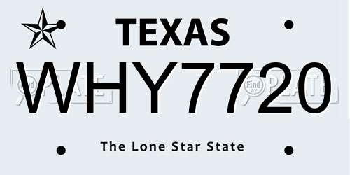 WHY7720 Texas License Plate
