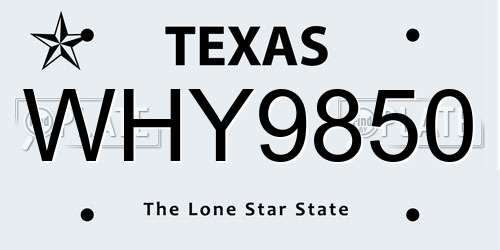 WHY9850 Texas License Plate
