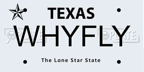 WHYFLY Texas License Plate