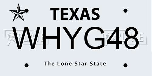 WHYG48 Texas License Plate
