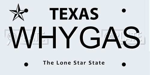 WHYGAS Texas License Plate