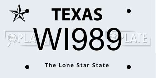 WI989 Texas License Plate