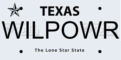 WILPOWR Texas License Plate