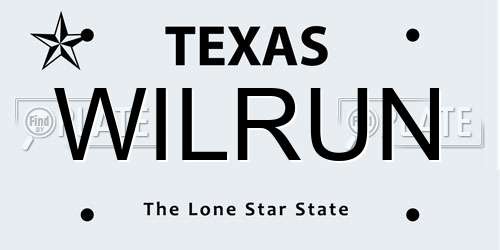 WILRUN Texas License Plate