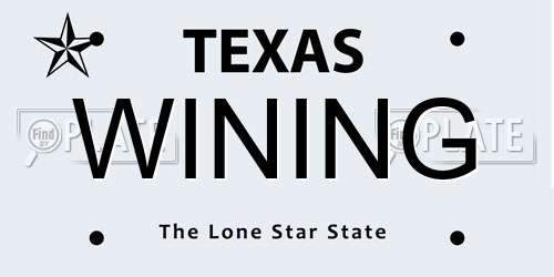 WINING Texas License Plate