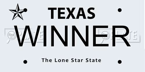 WINNER Texas License Plate