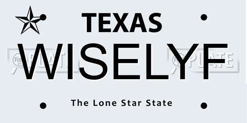WISELYF Texas License Plate