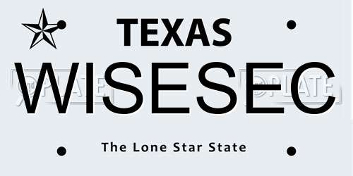 WISESEC Texas License Plate