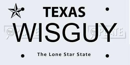 WISGUY Texas License Plate