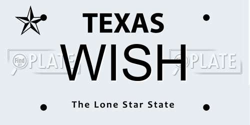 WISH Texas License Plate