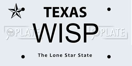 WISP Texas License Plate