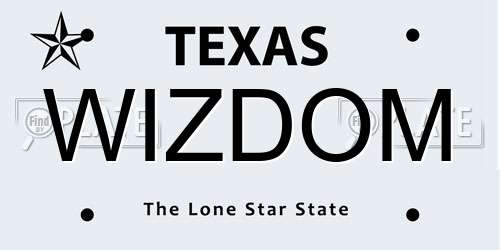 WIZDOM Texas License Plate