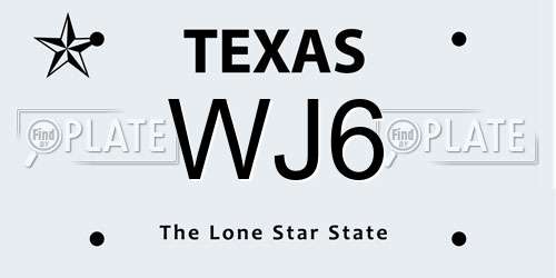 WJ6 Texas License Plate