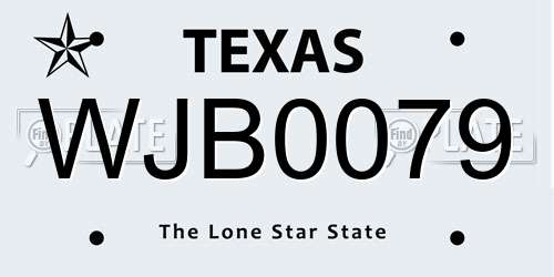 WJB0079 Texas License Plate
