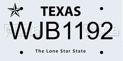 WJB1192 Texas License Plate