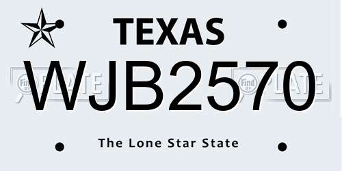 WJB2570 Texas License Plate