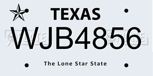 WJB4856 Texas License Plate
