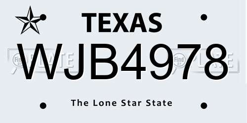 WJB4978 Texas License Plate
