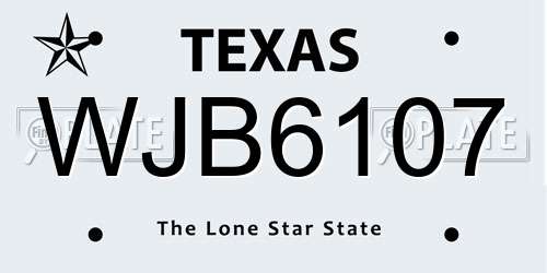 WJB6107 Texas License Plate