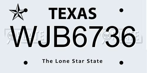 WJB6736 Texas License Plate