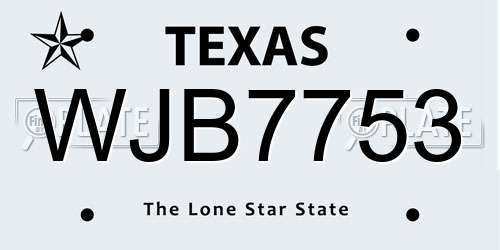 WJB7753 Texas License Plate