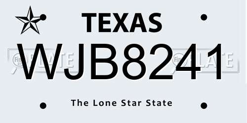 WJB8241 Texas License Plate