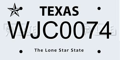 WJC0074 Texas License Plate