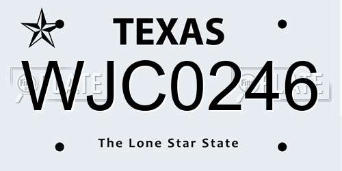 WJC0246 Texas License Plate